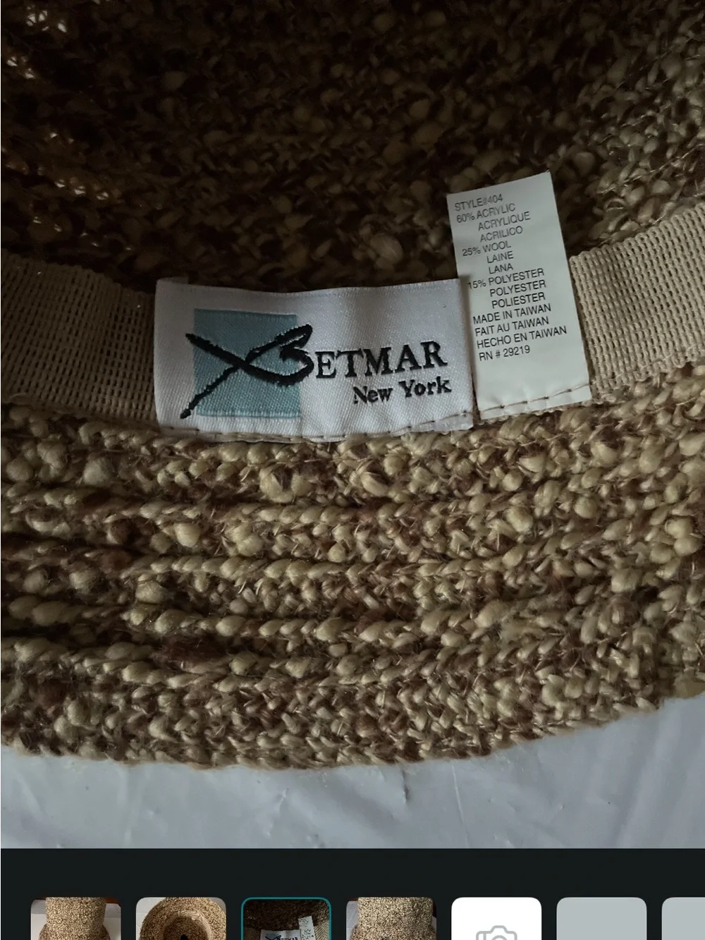 betmar Two-Tone Woven Bucket Hat in Beige and Brown